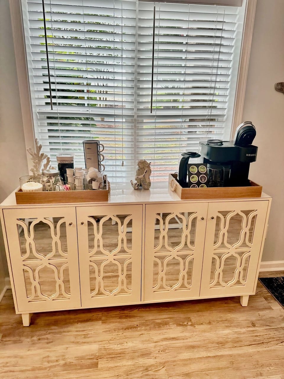 Fully stocked coffee and tea bar