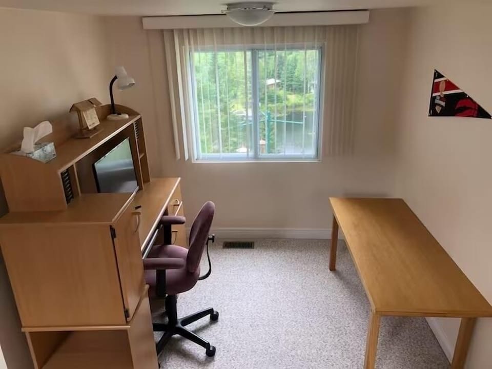 Work station overlooking lake