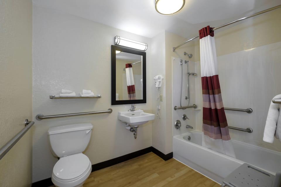 Eco-friendly toiletries, towels, soap, shampoo