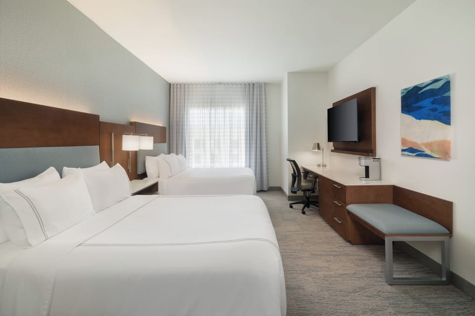Premium Room, 2 Queen Beds, Hearing Accessible | Premium bedding, desk, laptop workspace, iron/ironing board