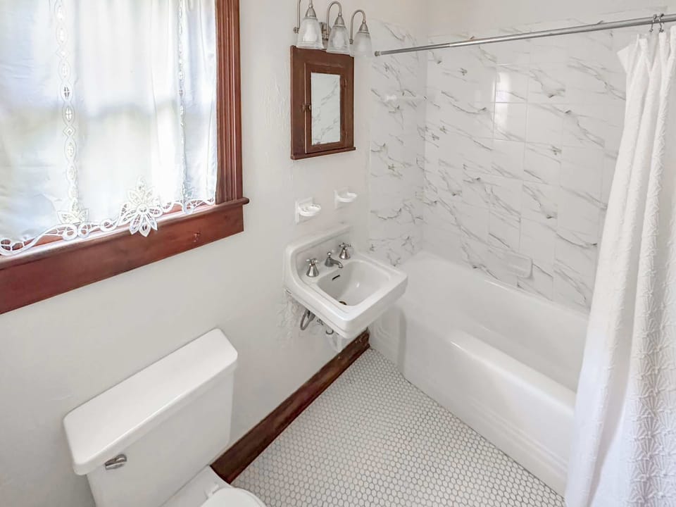 We have a bathtub you can relax and soak in after a long day.
