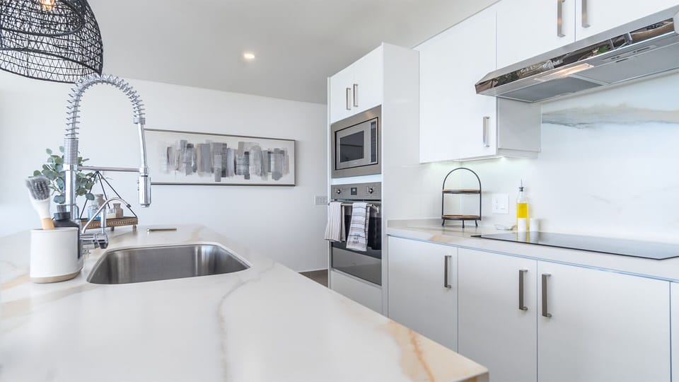 the spacious kitchen
