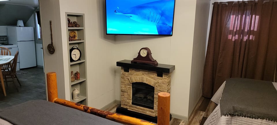 TV and a Warm Fireplace
