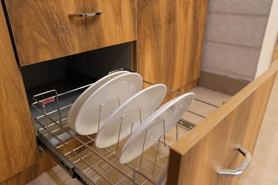 Luxury Apartment | Private kitchen | Fridge, microwave, electric kettle, toaster