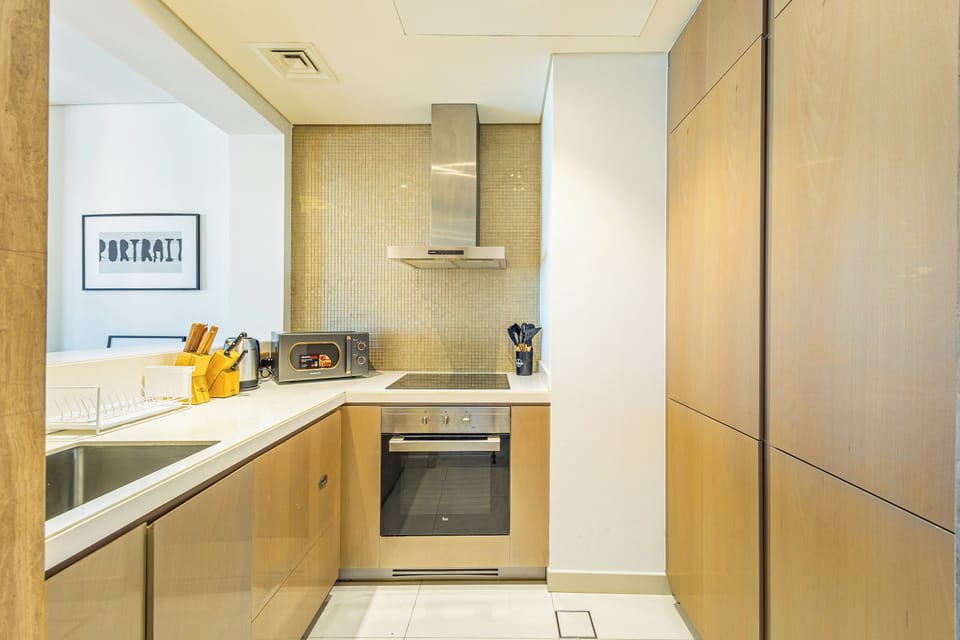 Comfort Apartment, Balcony, City View | Private kitchen | Fridge, microwave, oven, dishwasher