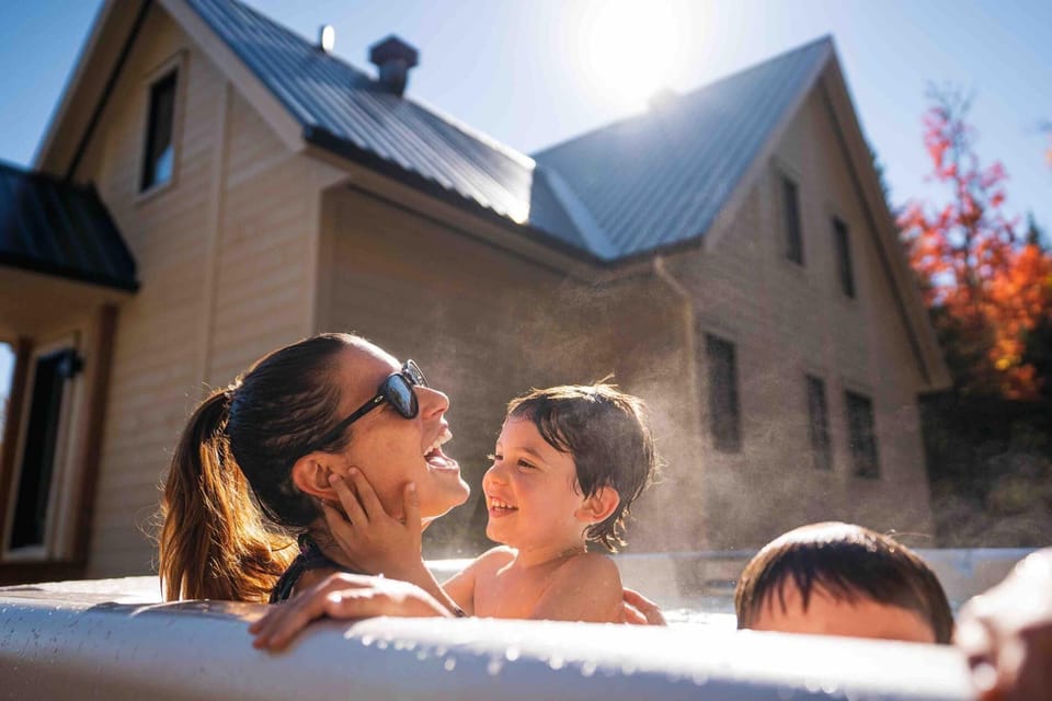 Laughter echoes, and the spa bubbles all summer long.