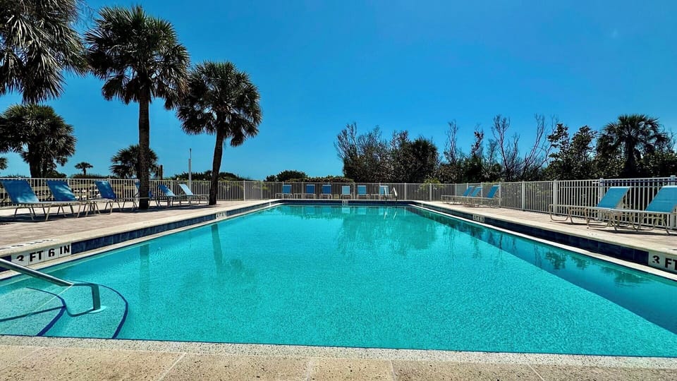 The pool is heated in cooler months.