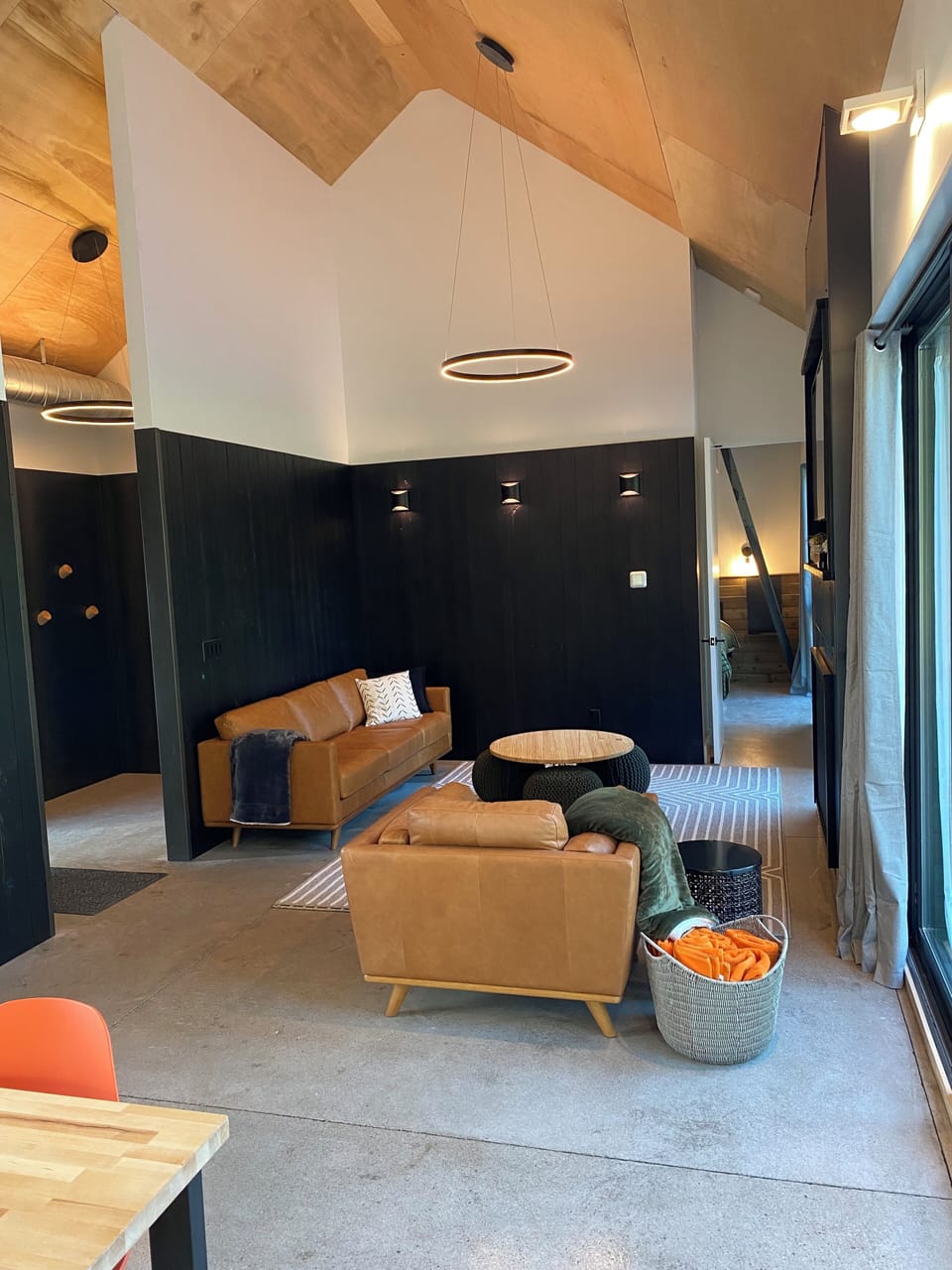 Cozy up by the fireplace or enjoy your favorite show via the apps on the TV. 