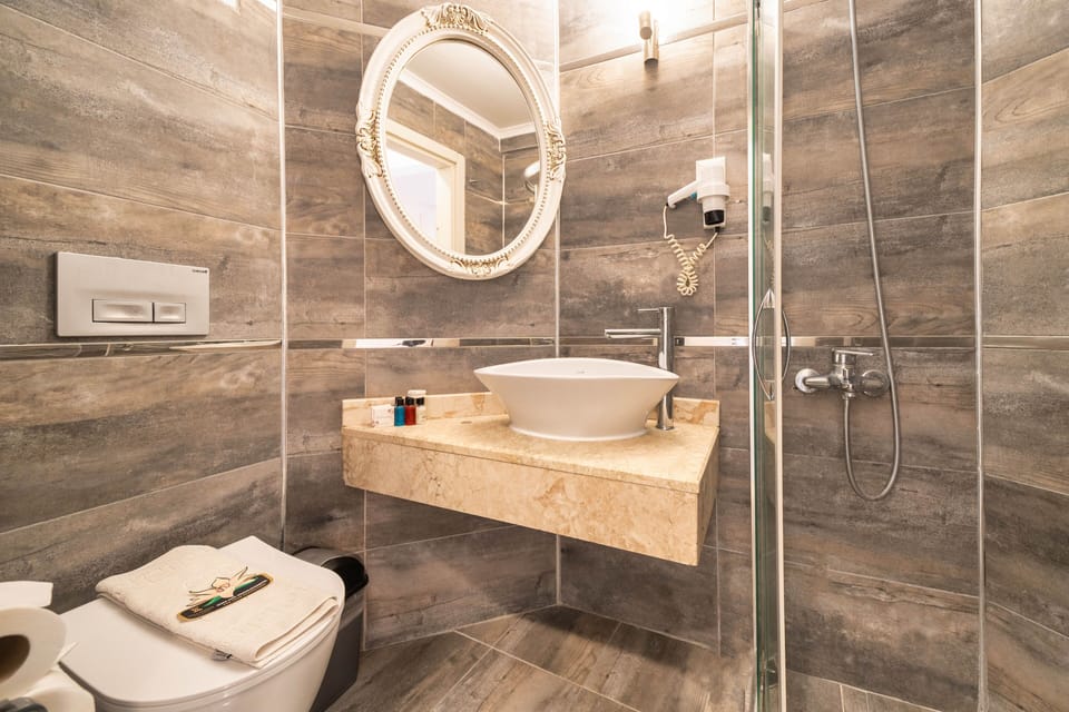 Standard Double or Twin Room, Garden View | Bathroom | Shower, hair dryer, slippers, towels