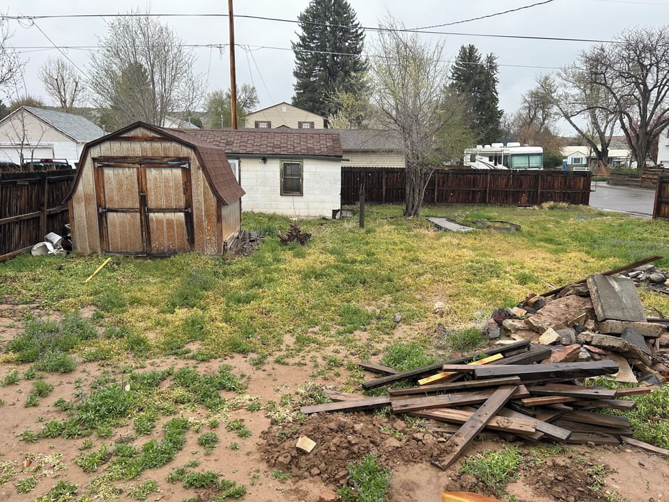 Please excuse our mess, the back yard is currently under renovation. We hope to soon have a fire-pit, a grass area, some yard games and a parking area for your boat or camper.