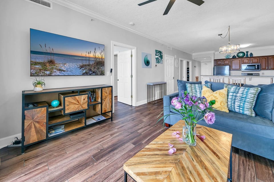 Enjoy a movie on the flat screen TV