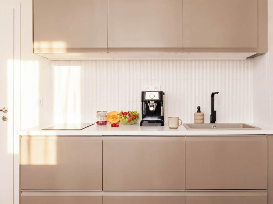 Fully equipped kitchen is part of the living room and with everything you need for basic cooking - please, see the list of amenities