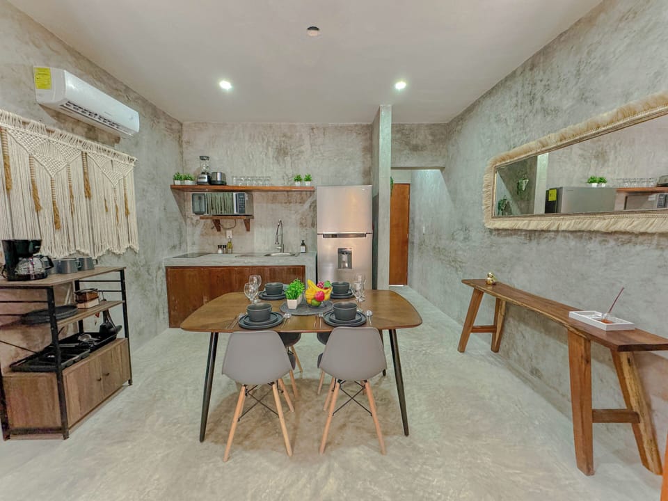 Comfort Apartment, Garden View | Private kitchen | Full-size fridge, microwave, stovetop, toaster
