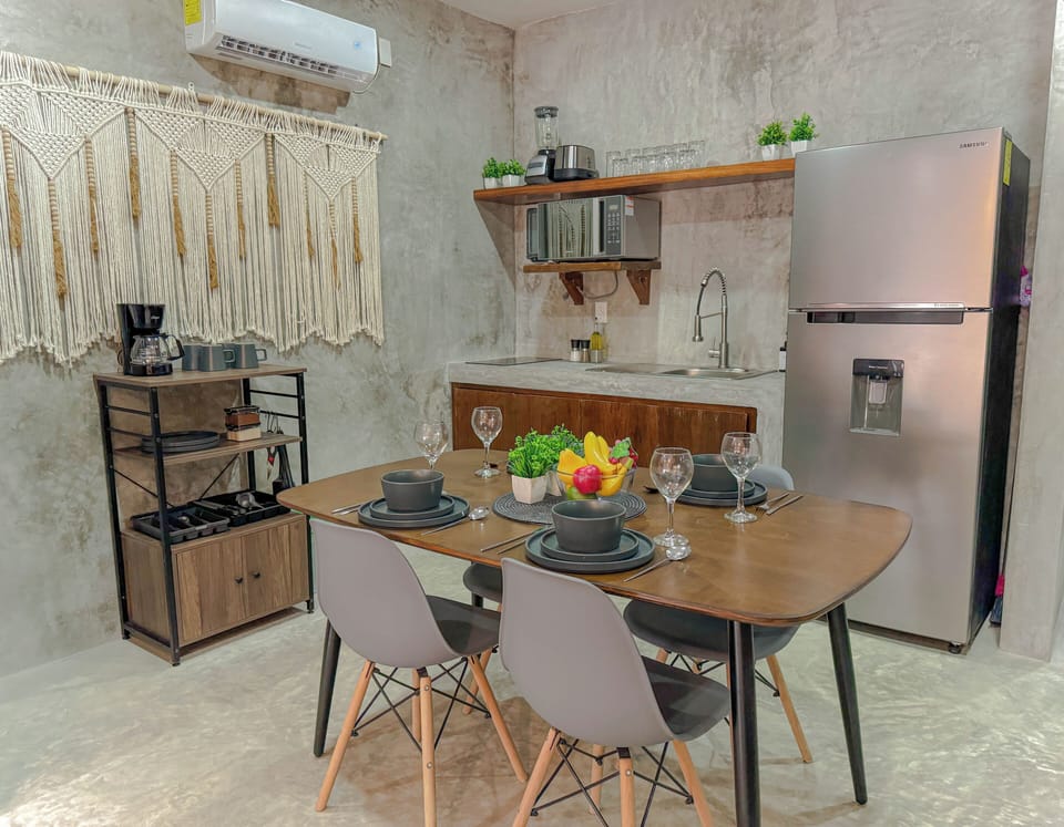 Comfort Apartment, Garden View | Private kitchen | Full-size fridge, microwave, stovetop, toaster