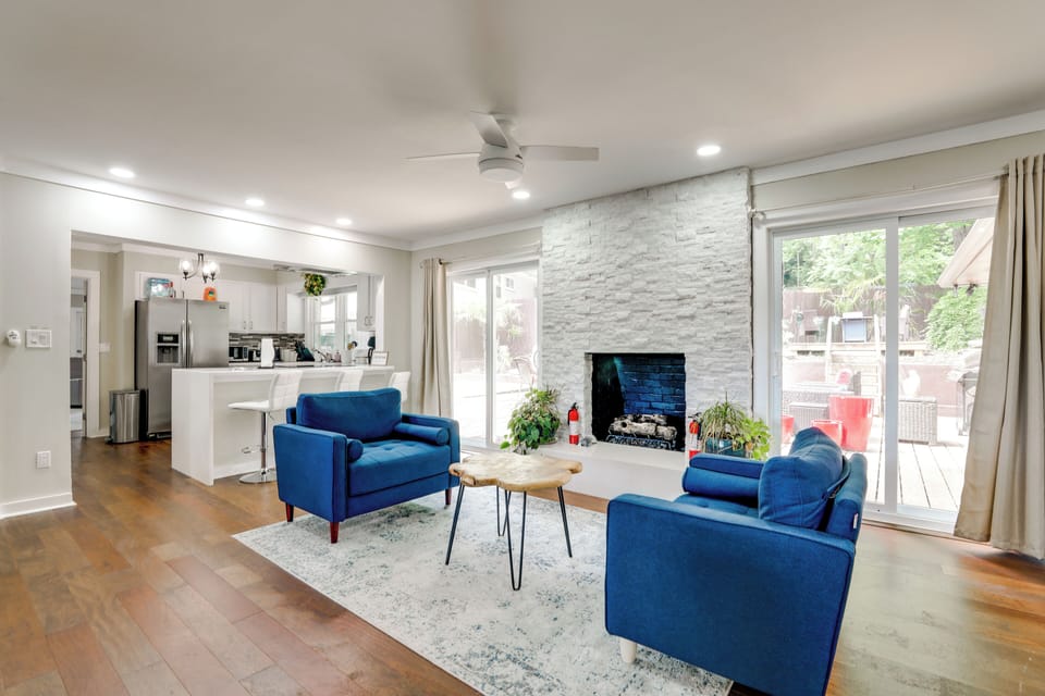 Living Room | Central A/C | Single-Story Home