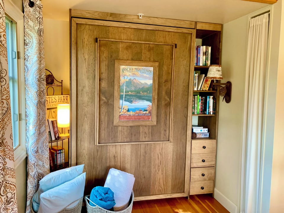 This is what the Murphy bed looks like when it is up.