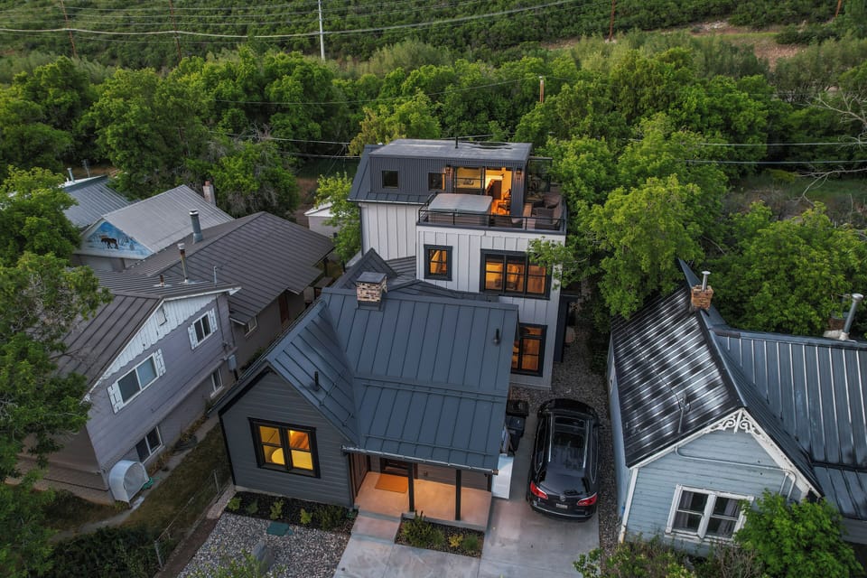 Upper view of Park Place at sunset