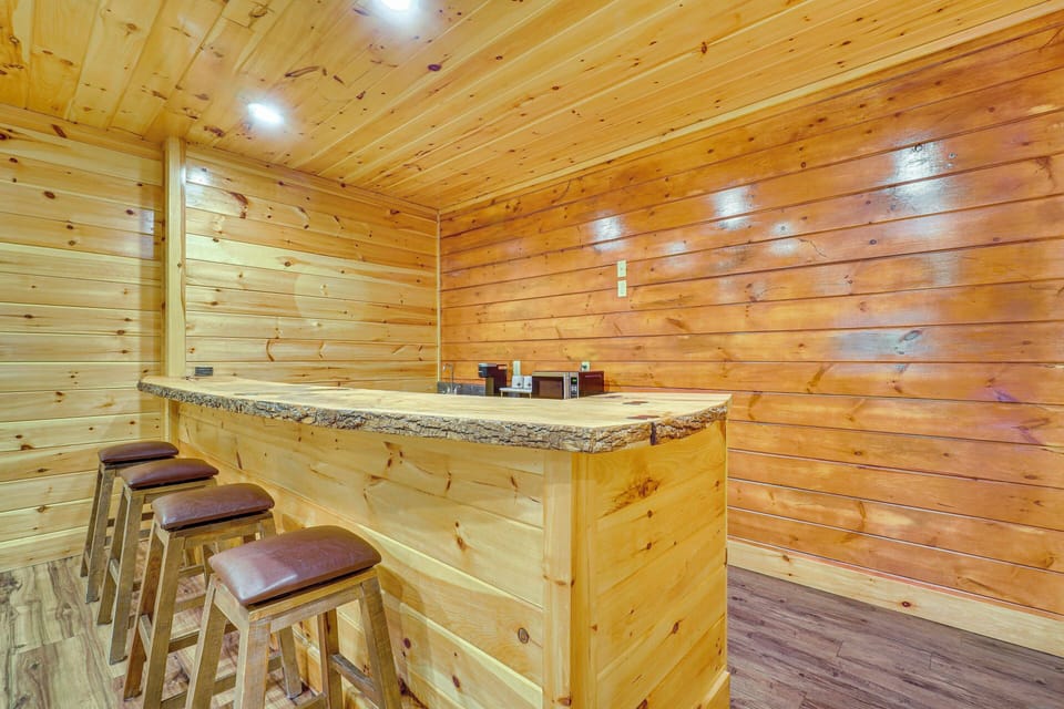 Custom Wet Bar | Lower Level | Keurig Coffee Maker | Microwave | Mini-Fridge