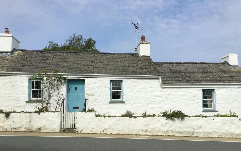 Outside view of White Cottage, front gate, stable door