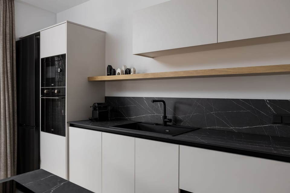 A fully equipped kitchen with modern appliances