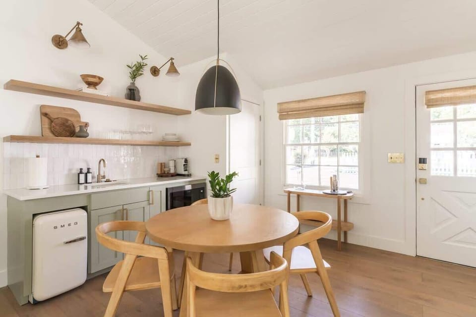 Kitchenette with microwave, mini fridge and nespresso coffee maker