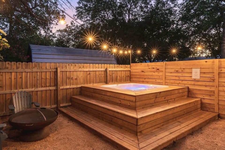 Private courtyard with hot tub/fire pit