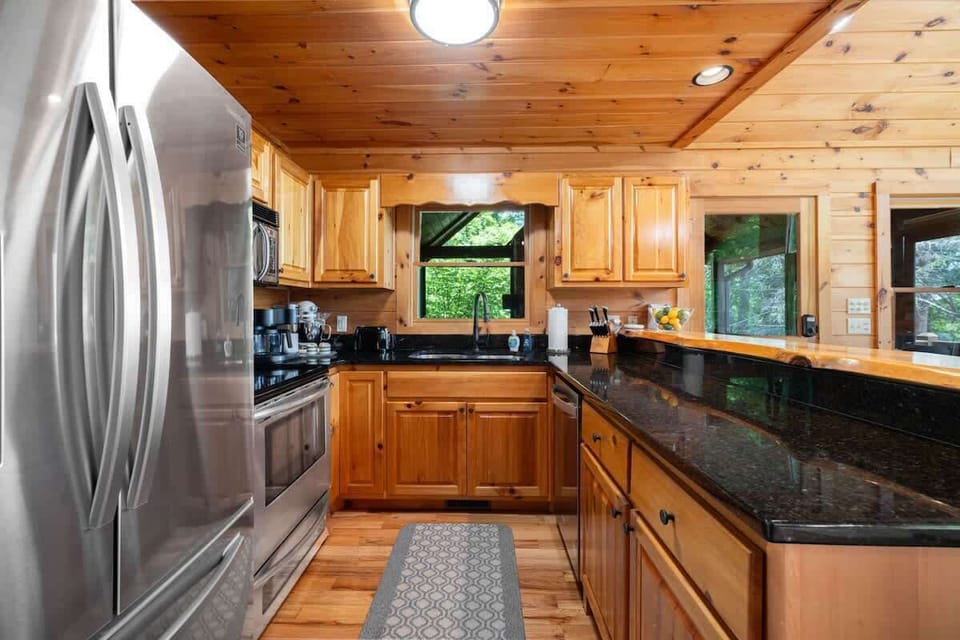 Fully equipped kitchen with stainless steel appliances