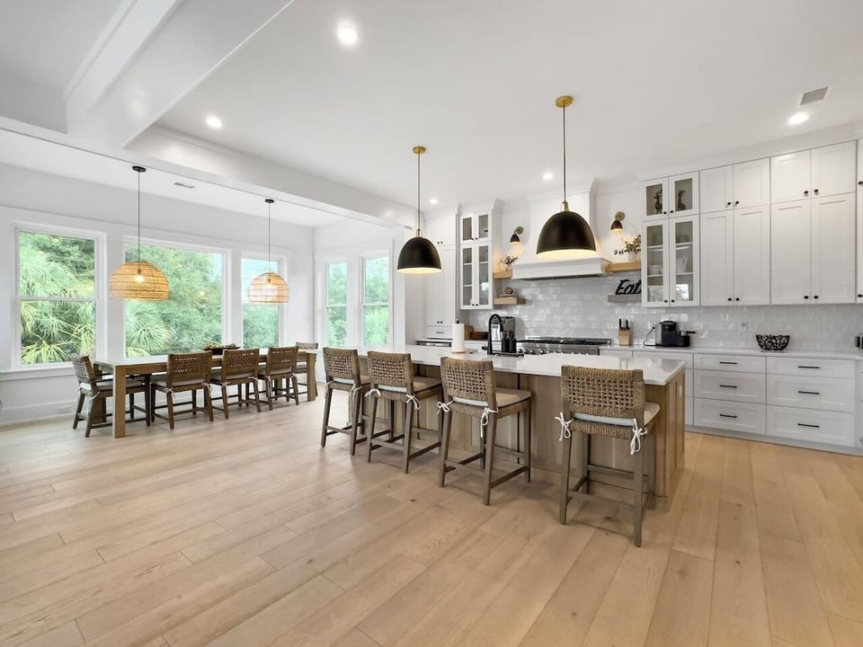 Dining Room and Kitchen Amalfi Palms | 2401 Cameron Blvd | Isle of Palms, SC | IOP Escapes