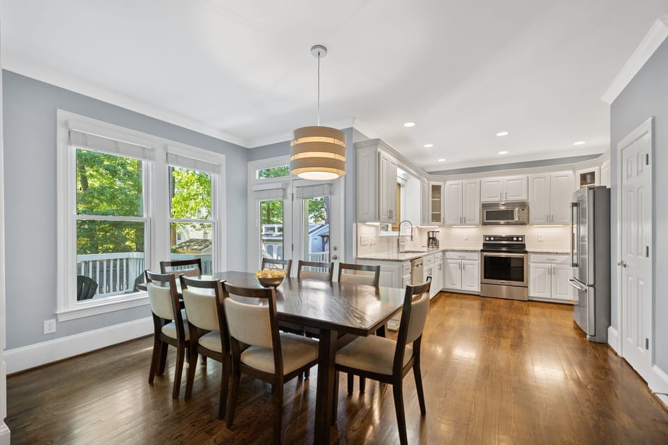Host your whole family in the open kitchen and dining area.