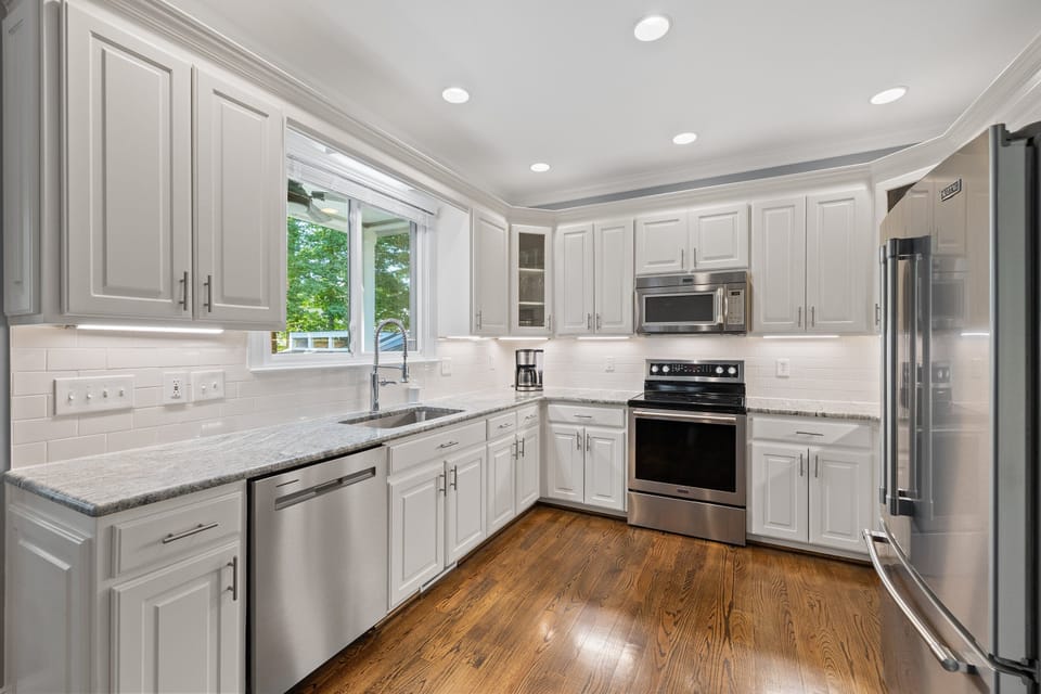 Cook dinner for your family in the large well equipped kitchen,