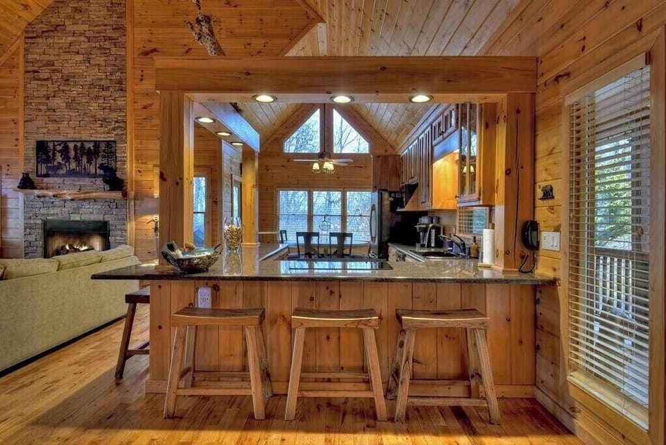 Open concept bar seating area