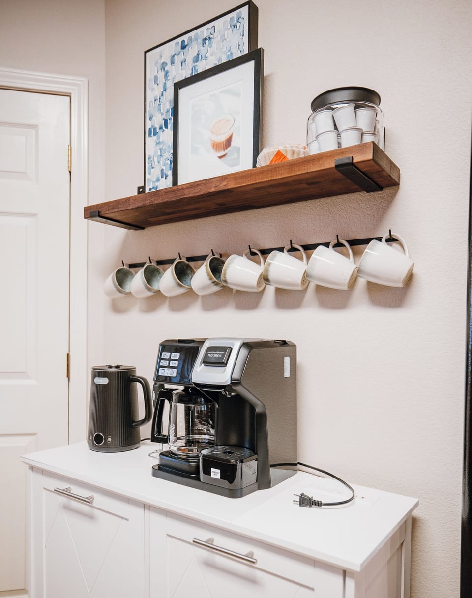 Coffee and Tea bar ready for your favorite morning beverages.