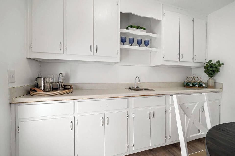 Cottage A- fully stocked and newly renovated kitchen area.