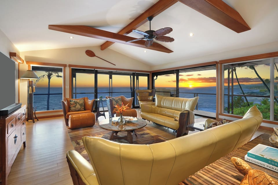 Main living room and sunset view