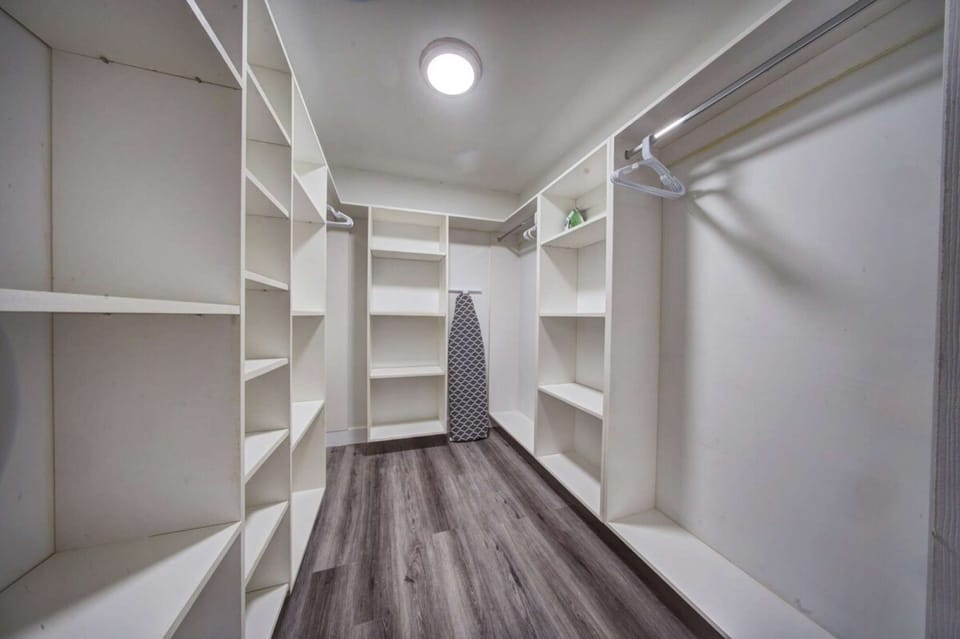 Spacious, organized walk-in closet