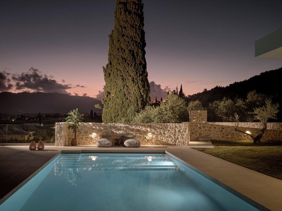 Evening pool settings.