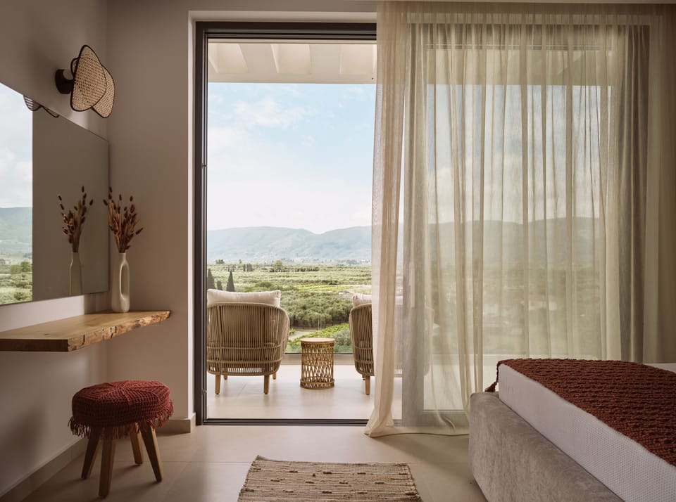 Pared back and calming bedroom interiors exudes simplicity.