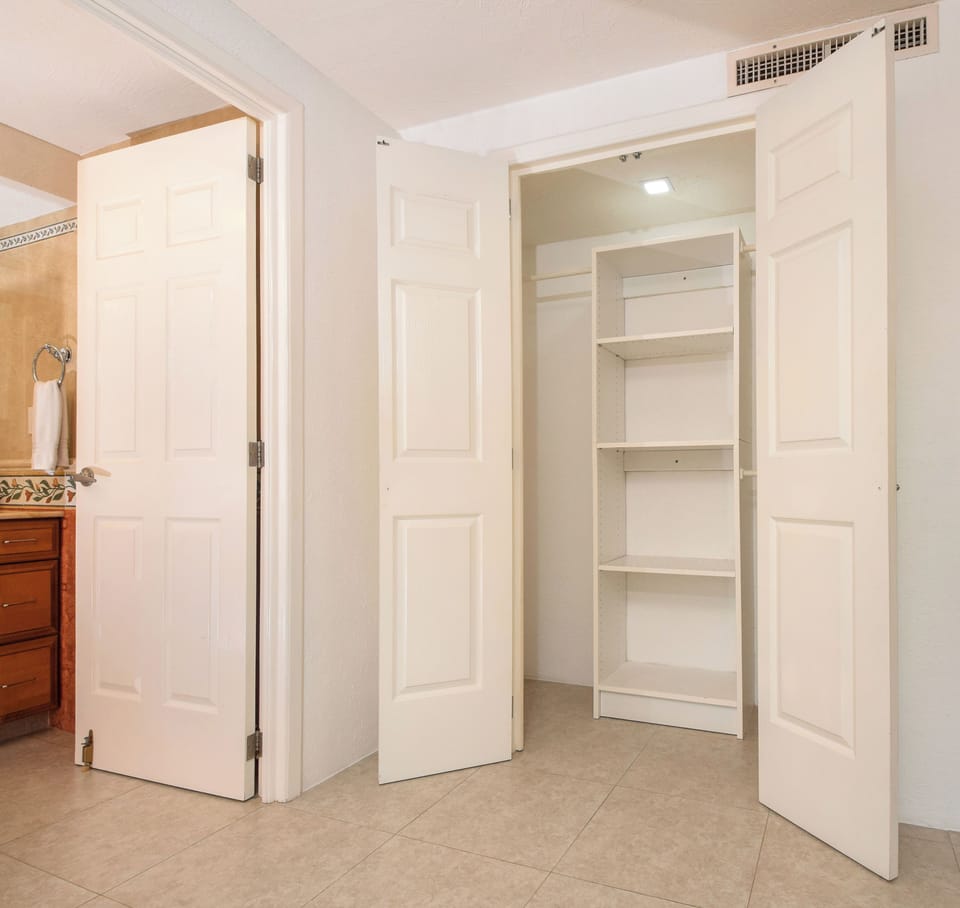 Take advantage of our convenient closet to keep your space organized.