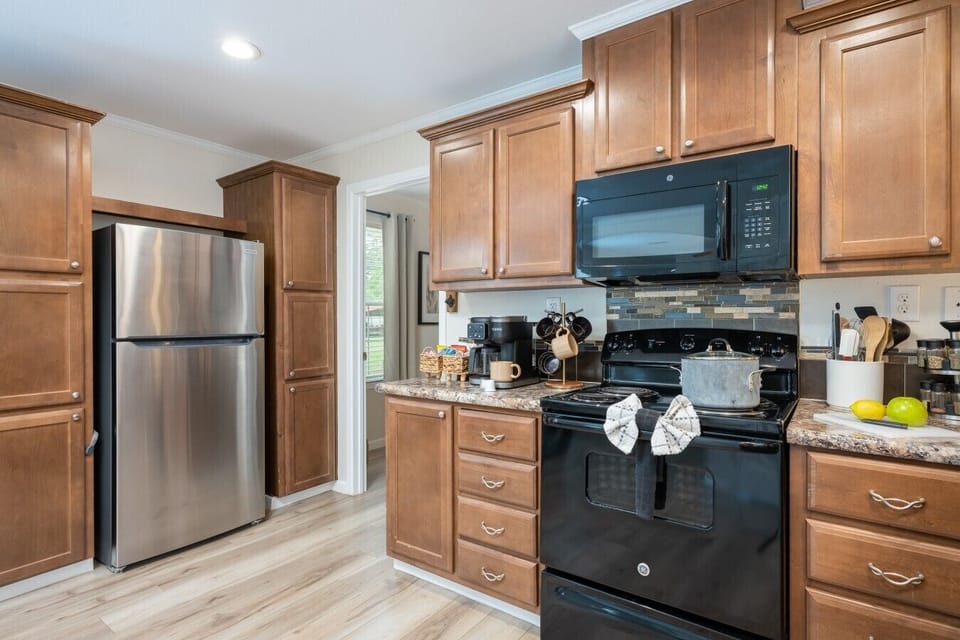Kitchen with full size fridge