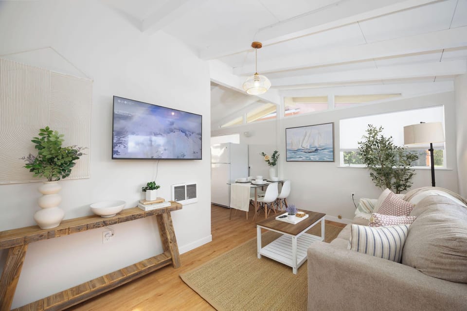 Stylish living room featuring a modern TV