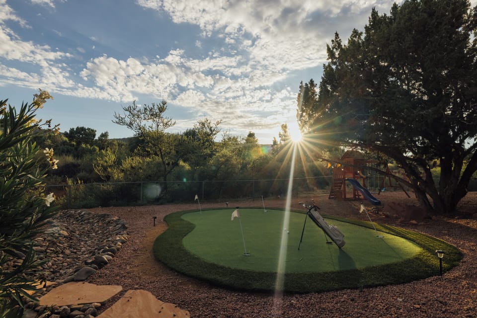 Mini golf putting green, in your private backyard oasis.