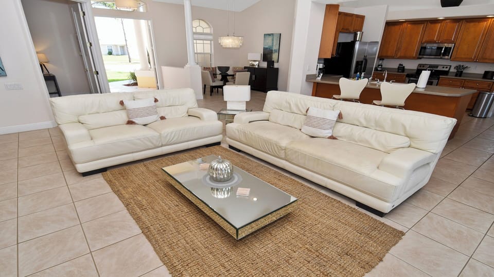 Open living concept in the living area with open kitchen, office and dining area