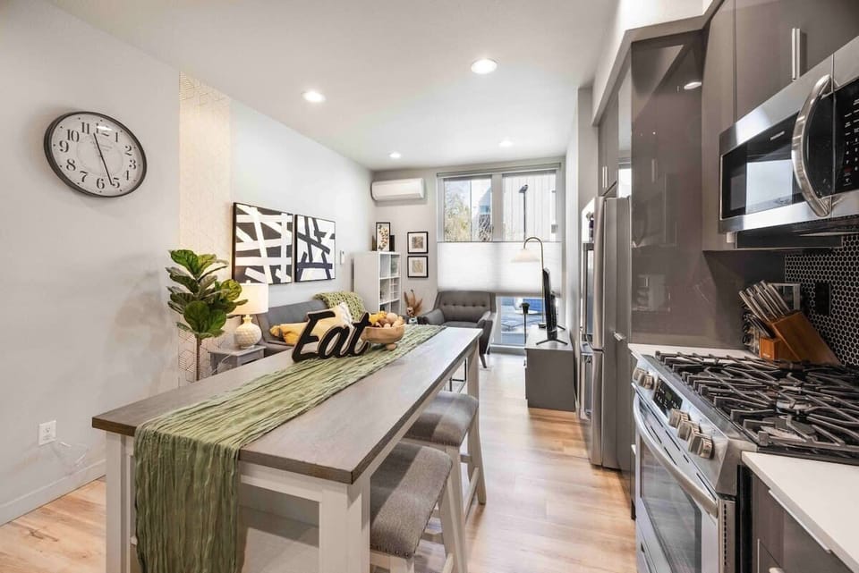 Here is the main level with a kitchen and a living room