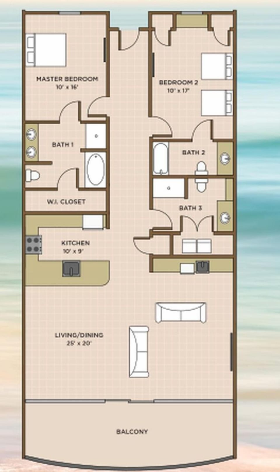Condo, 2 Bedrooms | Property map