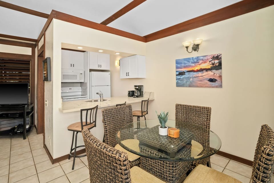 Open kitchen and dining area.