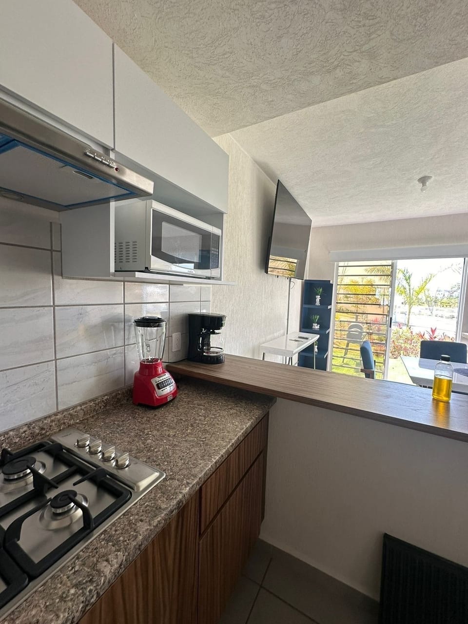 Fridge, microwave, dishwasher, blender