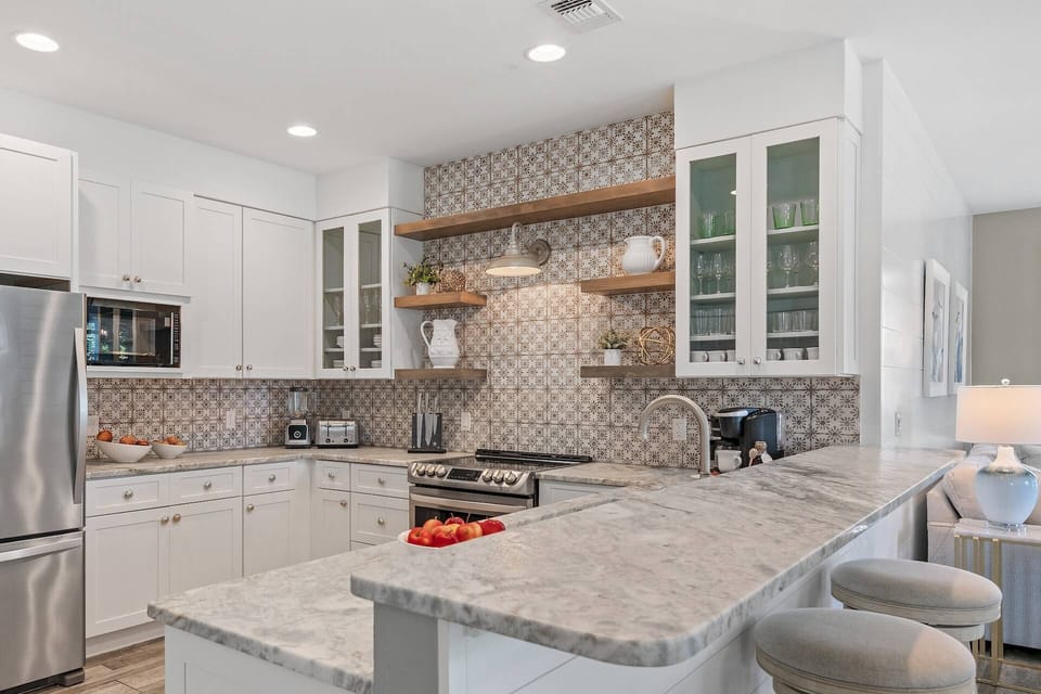 Fully Equipped Kitchen ~ Spacious, clean & beautiful with new tile, granite countertops, stainless-steel appliances.