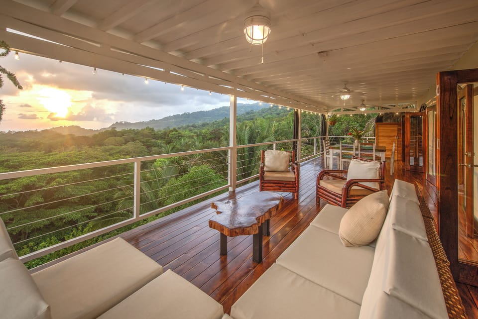 Main-floor patio is enjoyable all-year round, regardless of weather. Enjoy the ocean views. 