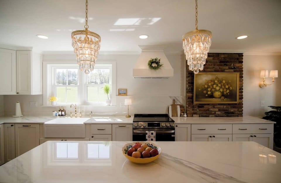 Spacious countertops make meal prep a breeze for your group.