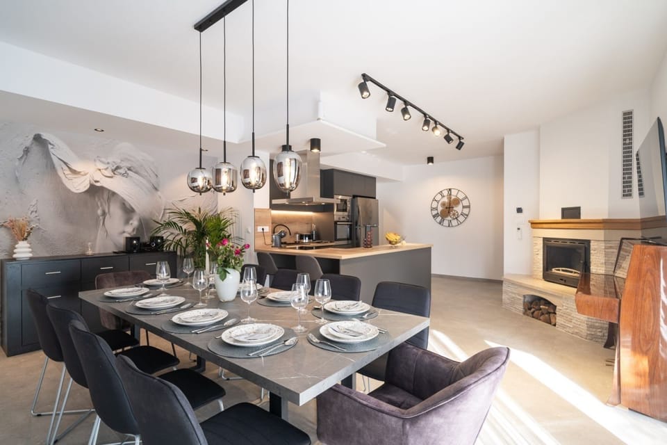 Exclusive Villa | Private kitchen | Full-size fridge, microwave, oven, stovetop